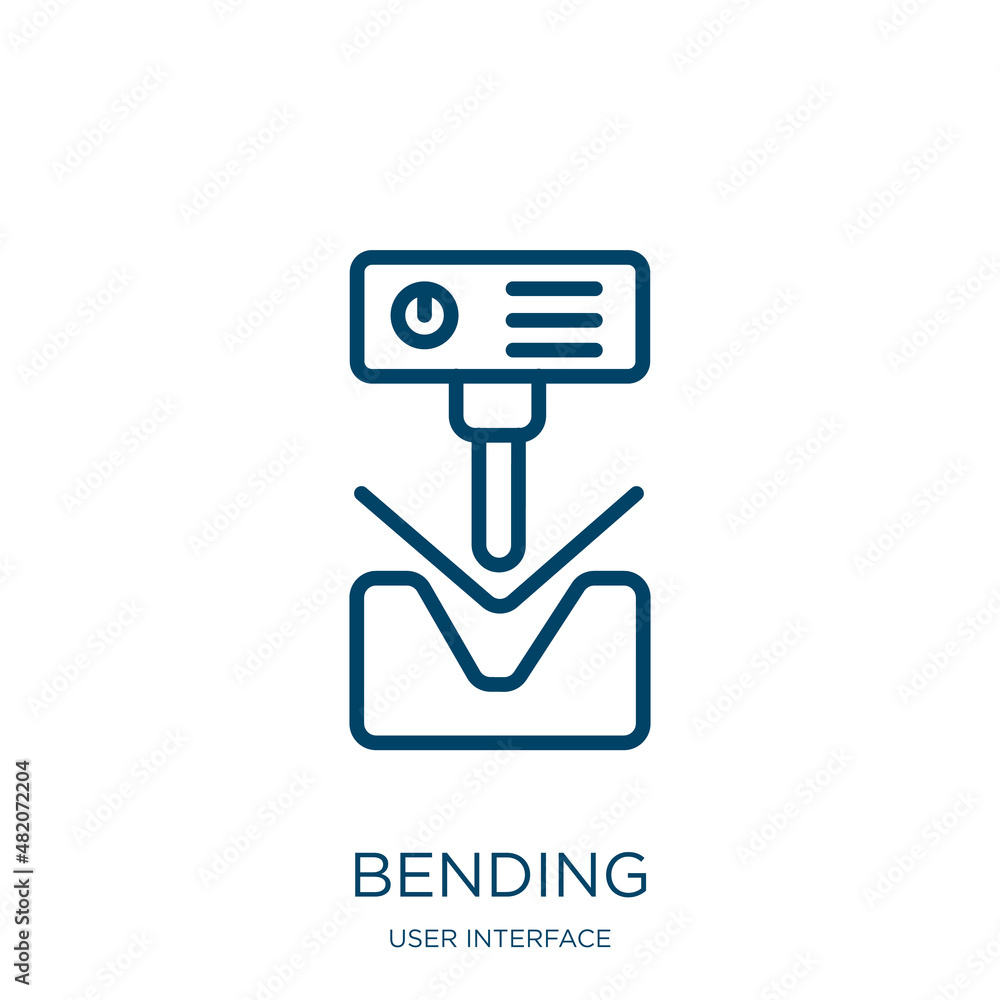 Poster bending icon from user interface collection. thin linear bending, curve, bend outline icon isolated 