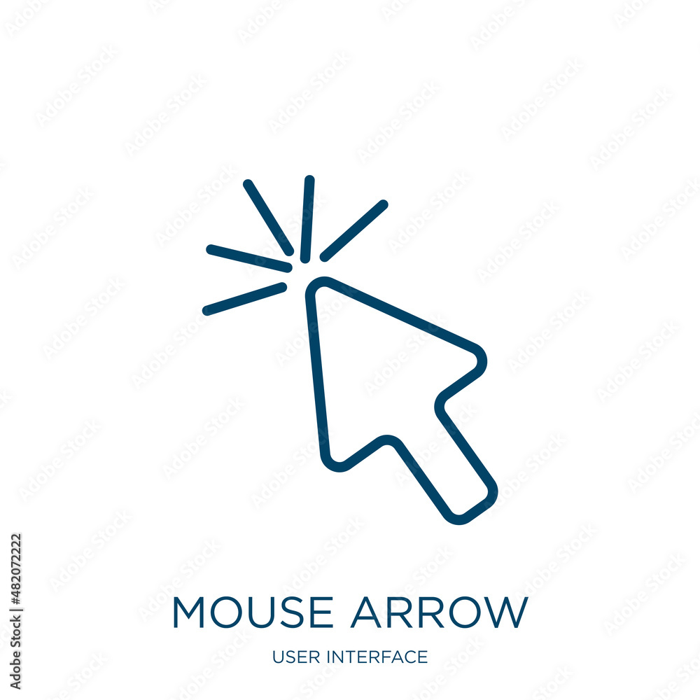Poster mouse arrow icon from user interface collection. thin linear mouse arrow, arrow, cursor outline icon