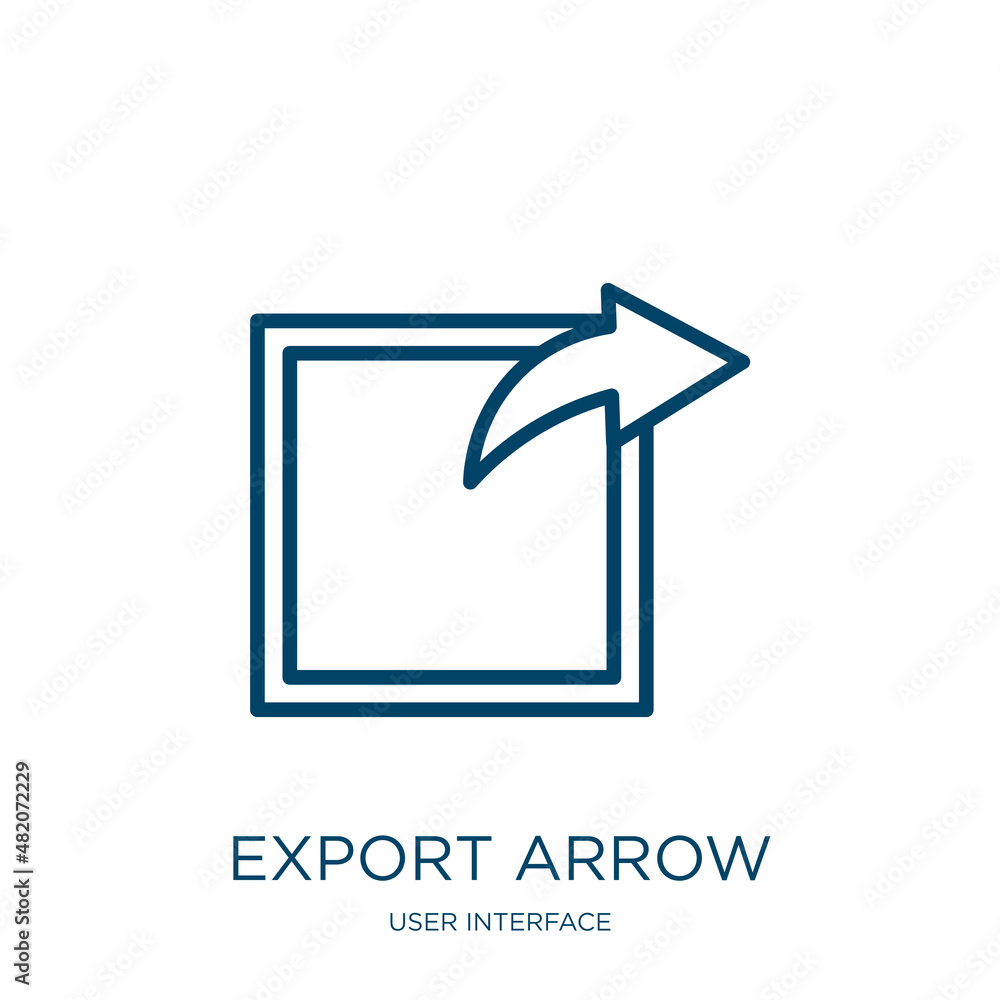 Poster export arrow icon from user interface collection. thin linear export arrow, arrow, export outline ic