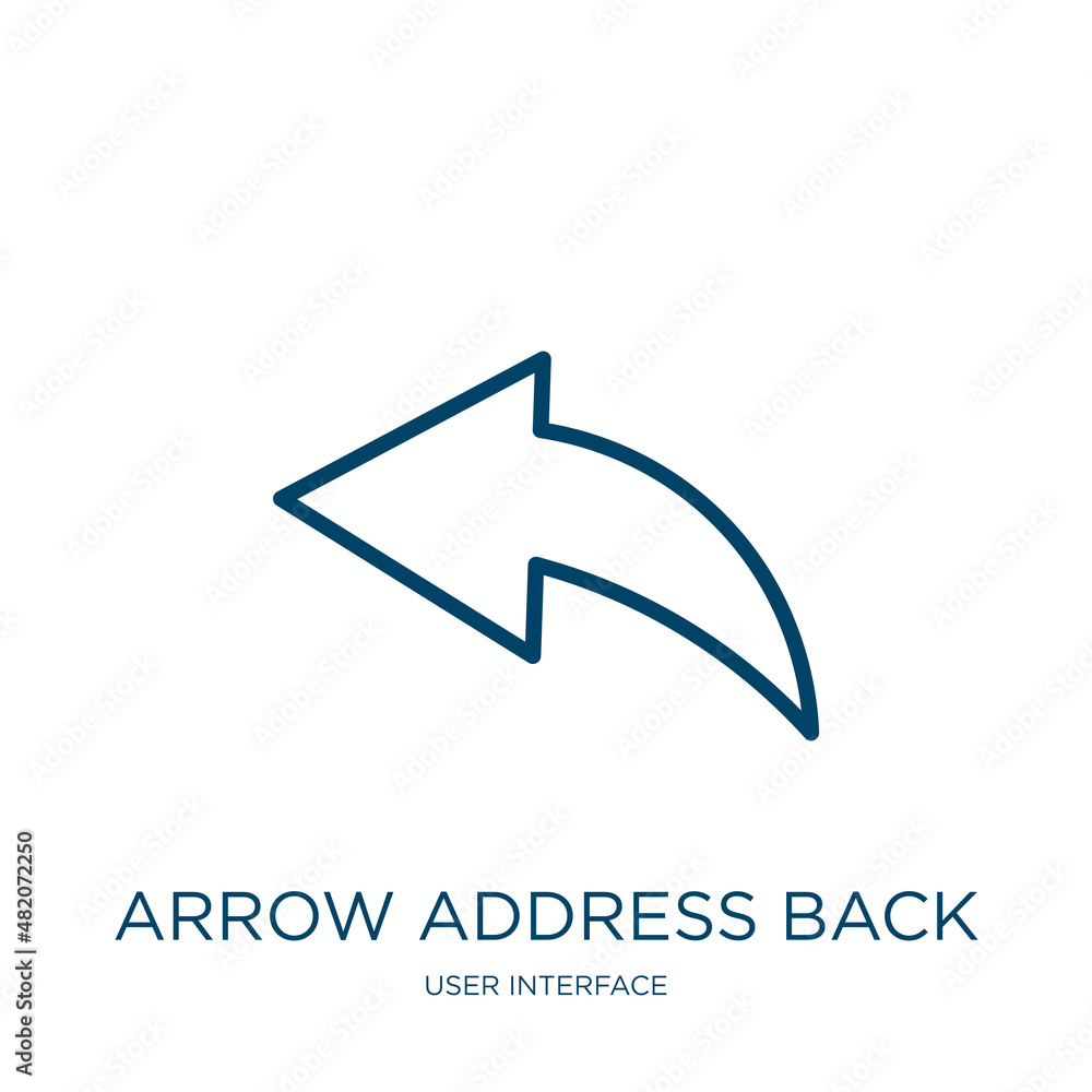 Poster arrow address back icon from user interface collection. thin linear arrow address back, address, pag