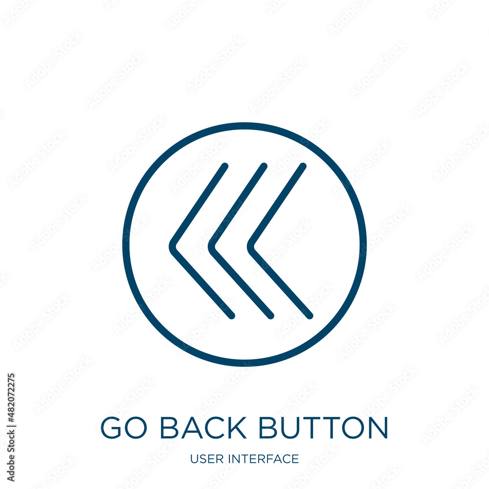 Poster go back button icon from user interface collection. thin linear go back button, arrow, next outline 