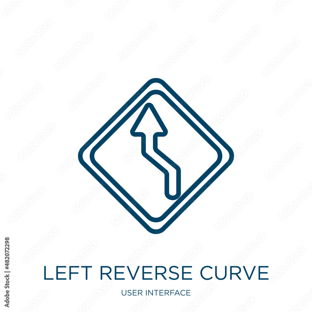 Poster left reverse curve icon from user interface collection. thin linear left reverse curve, arrow, curve