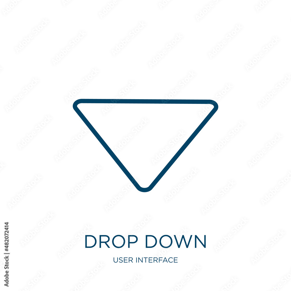 Poster drop down icon from user interface collection. thin linear drop down, down, drop outline icon isolat