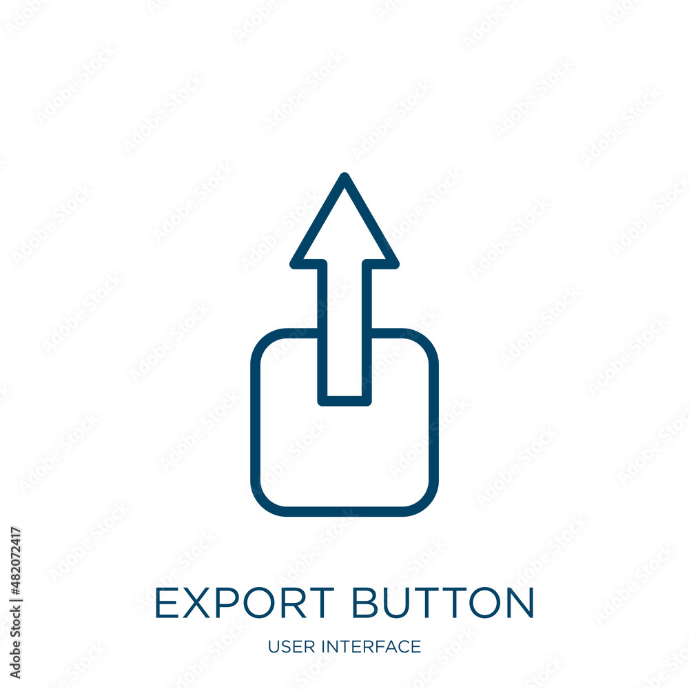 Poster export button icon from user interface collection. thin linear export button, export, document outli