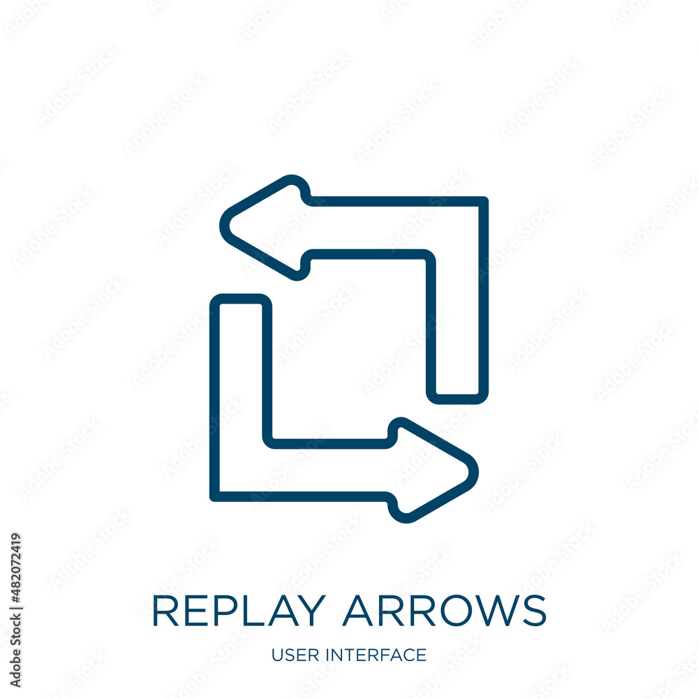 Poster replay arrows icon from user interface collection. thin linear replay arrows, arrow, navigation outl