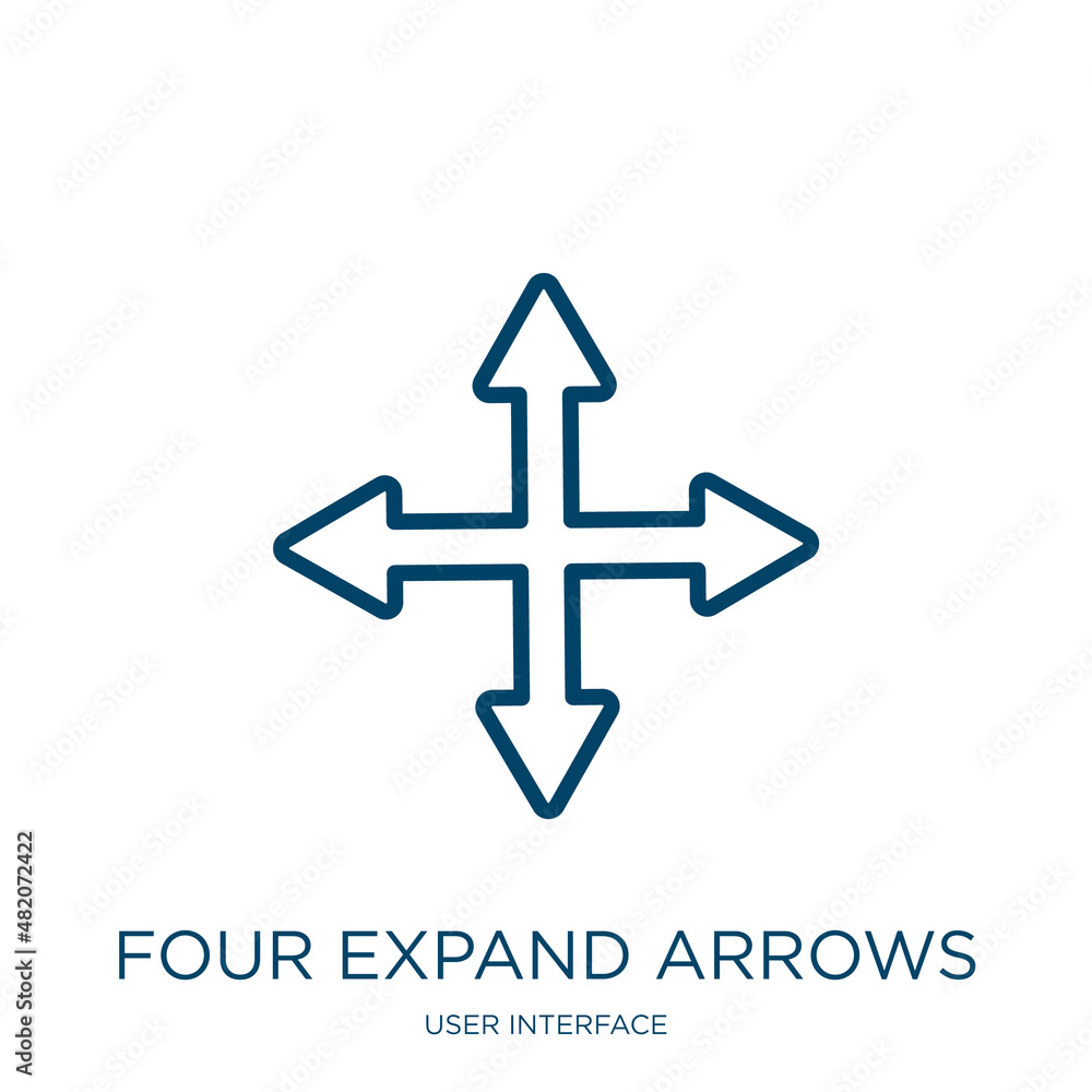 Poster four expand arrows icon from user interface collection. thin linear four expand arrows, navigation, 