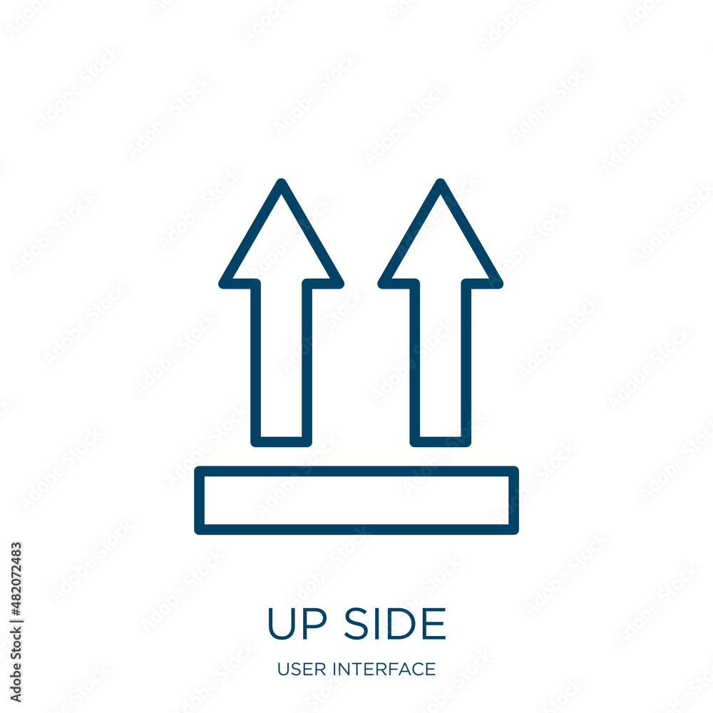 Aufkleber up side icon from user interface collection. thin linear up side, arrow, up outline icon isolated on