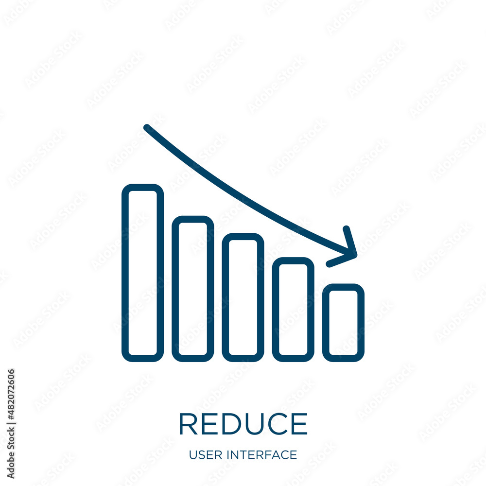 Poster reduce icon from user interface collection. thin linear reduce, arrow, ecology outline icon isolated