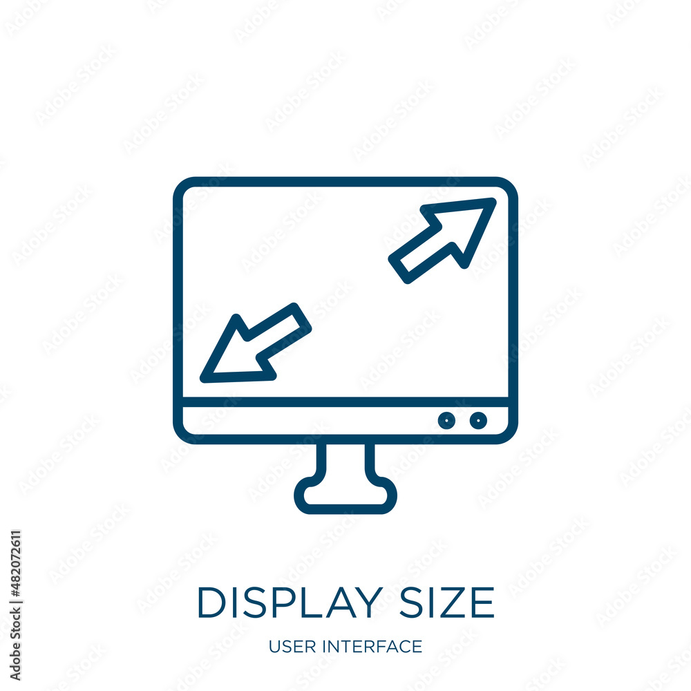 Poster display size icon from user interface collection. thin linear display size, rotate, sound outline ic
