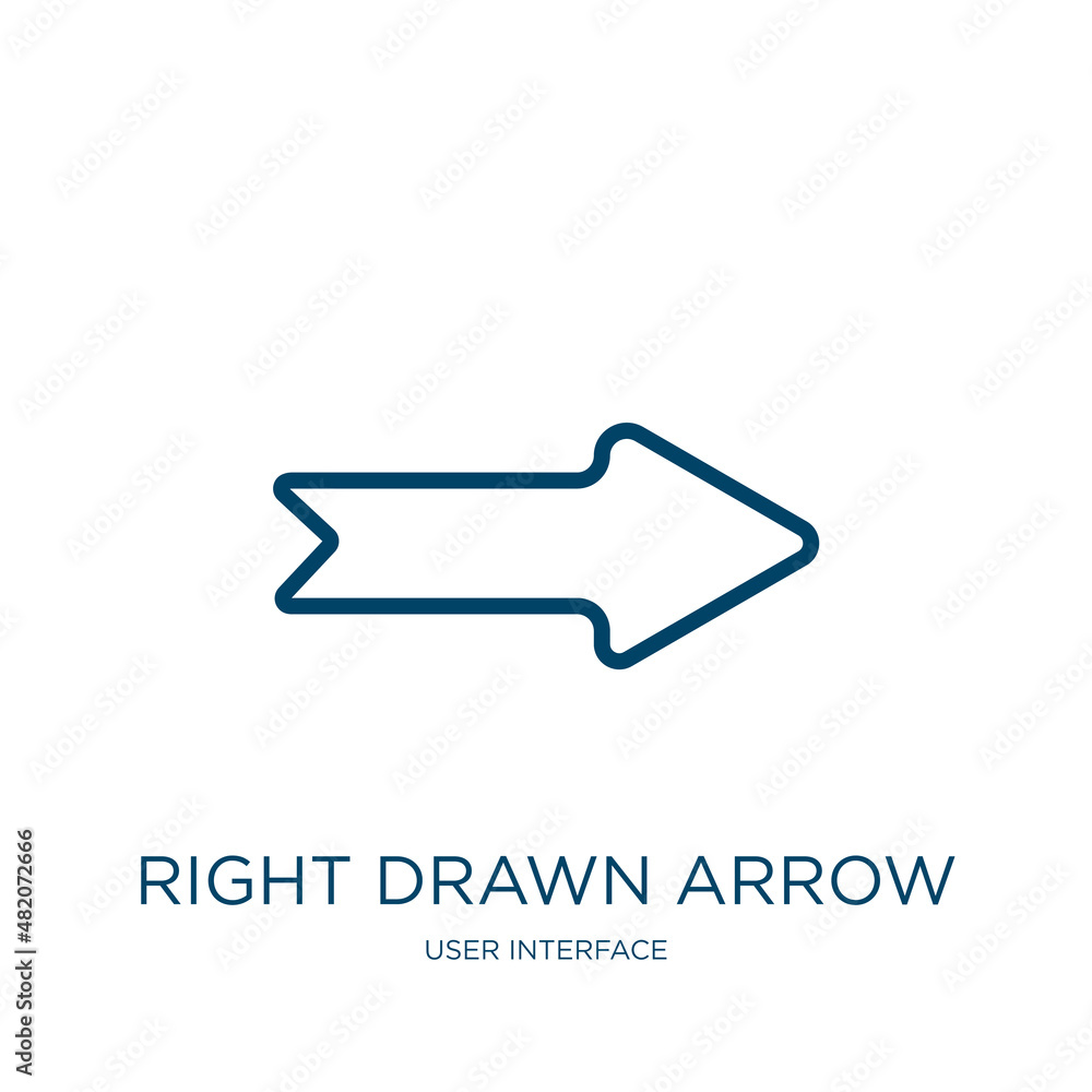 Poster right drawn arrow icon from user interface collection. thin linear right drawn arrow, direction, ink
