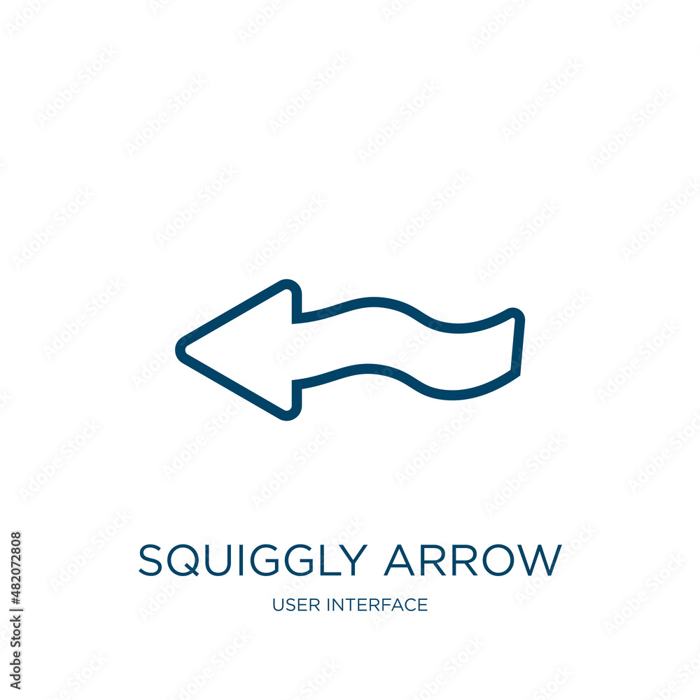 Poster squiggly arrow icon from user interface collection. thin linear squiggly arrow, drawn, hand outline 