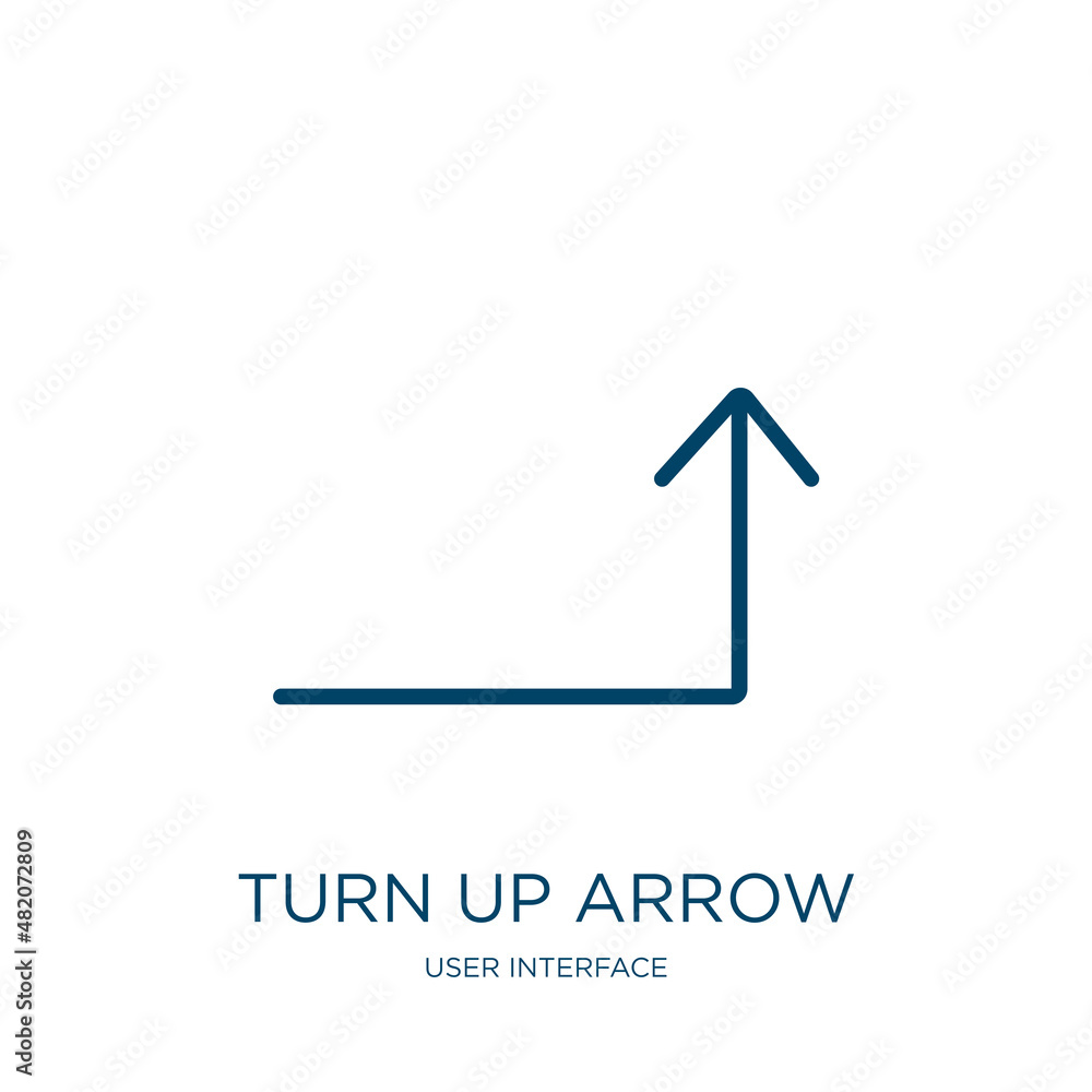 Poster turn up arrow icon from user interface collection. thin linear turn up arrow, arrow, up outline icon