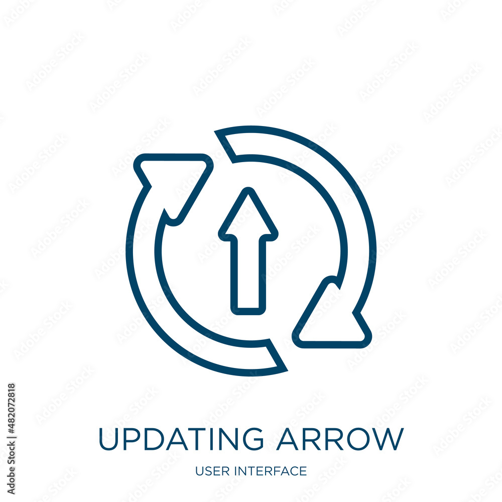 Aufkleber updating arrow icon from user interface collection. thin linear updating arrow, arrow, update outlin