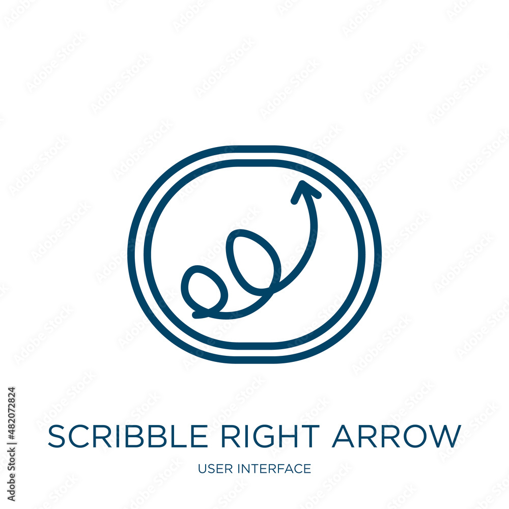 Poster scribble right arrow icon from user interface collection. thin linear scribble right arrow, arrow, s