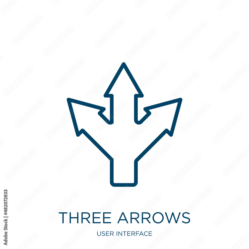 Poster three arrows icon from user interface collection. thin linear three arrows, arrow, three outline ico
