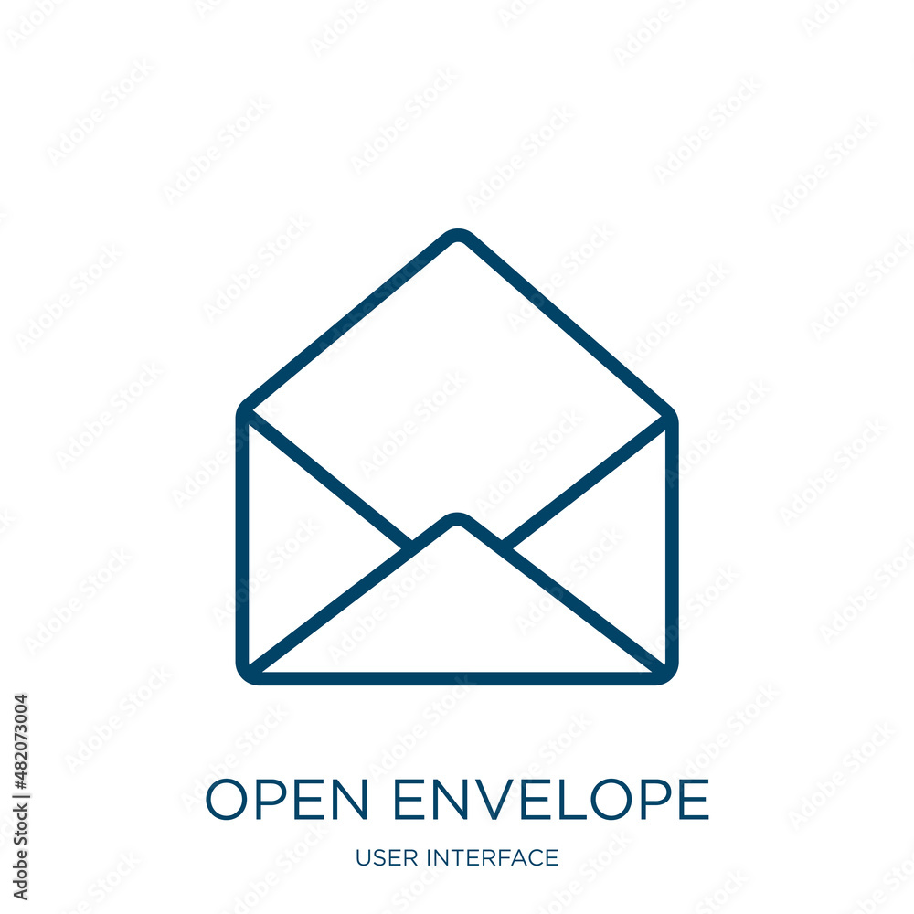 Poster open envelope icon from user interface collection. thin linear open envelope, envelope, open outline