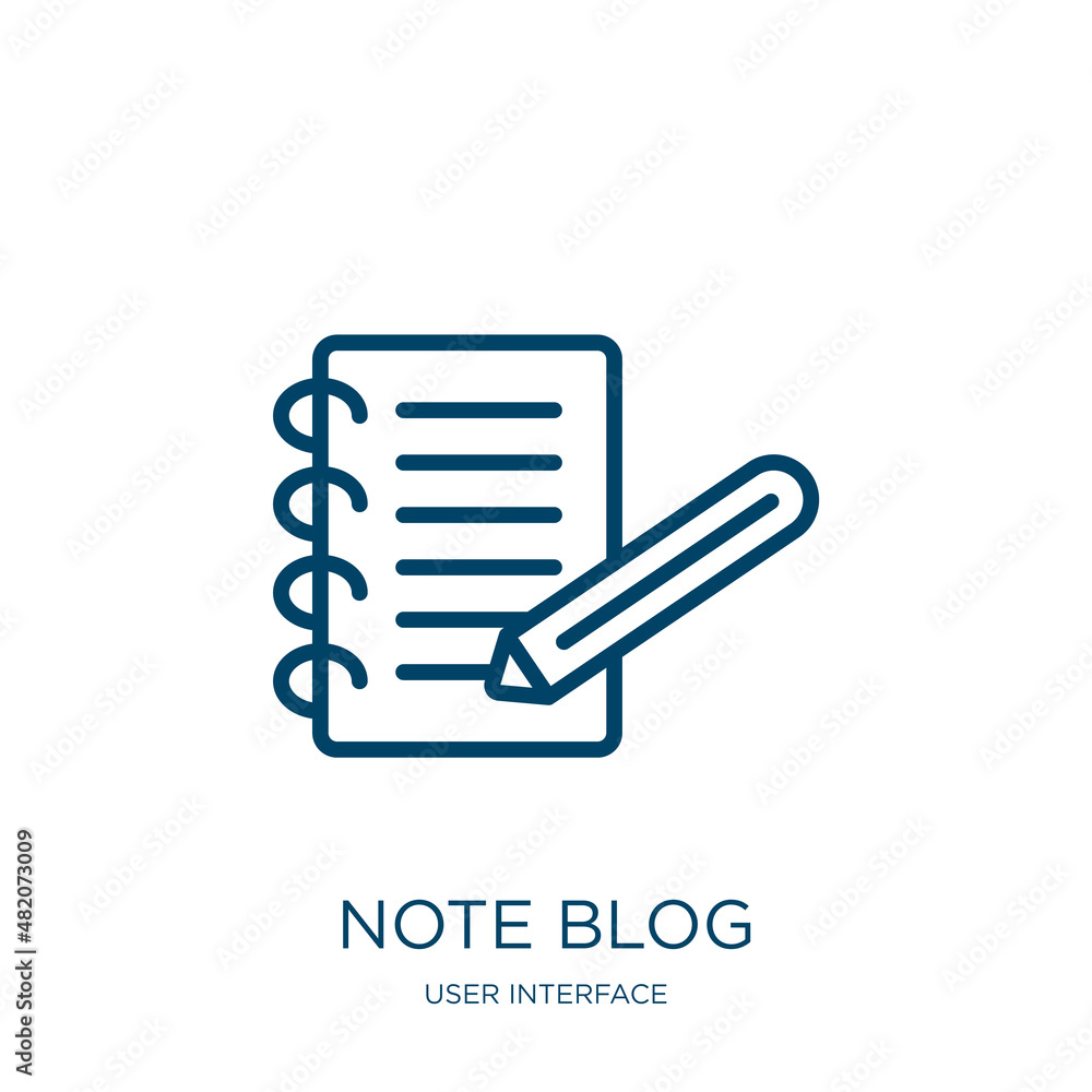 Poster note blog icon from user interface collection. thin linear note blog, blog, note outline icon isolat
