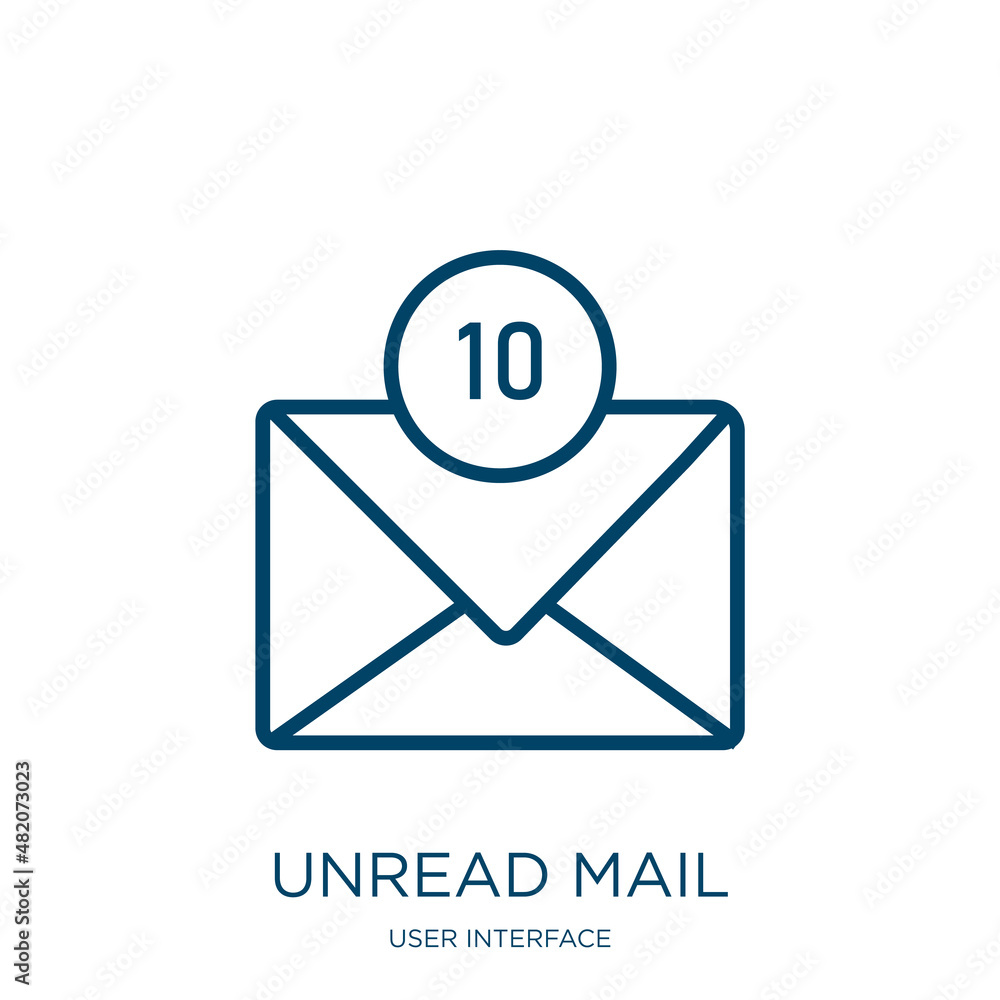 Poster unread mail icon from user interface collection. thin linear unread mail, mail, contact outline icon