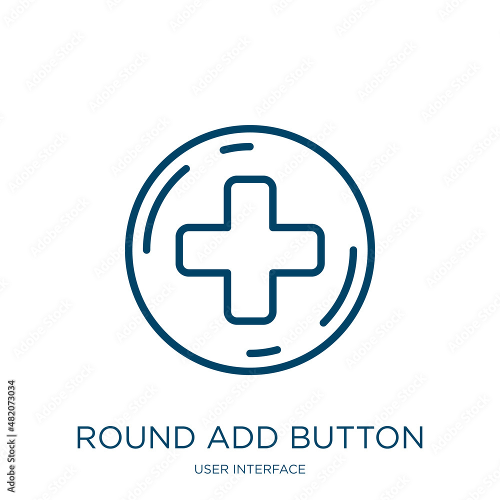 Aufkleber round add button icon from user interface collection. thin linear round add button, button, add outl