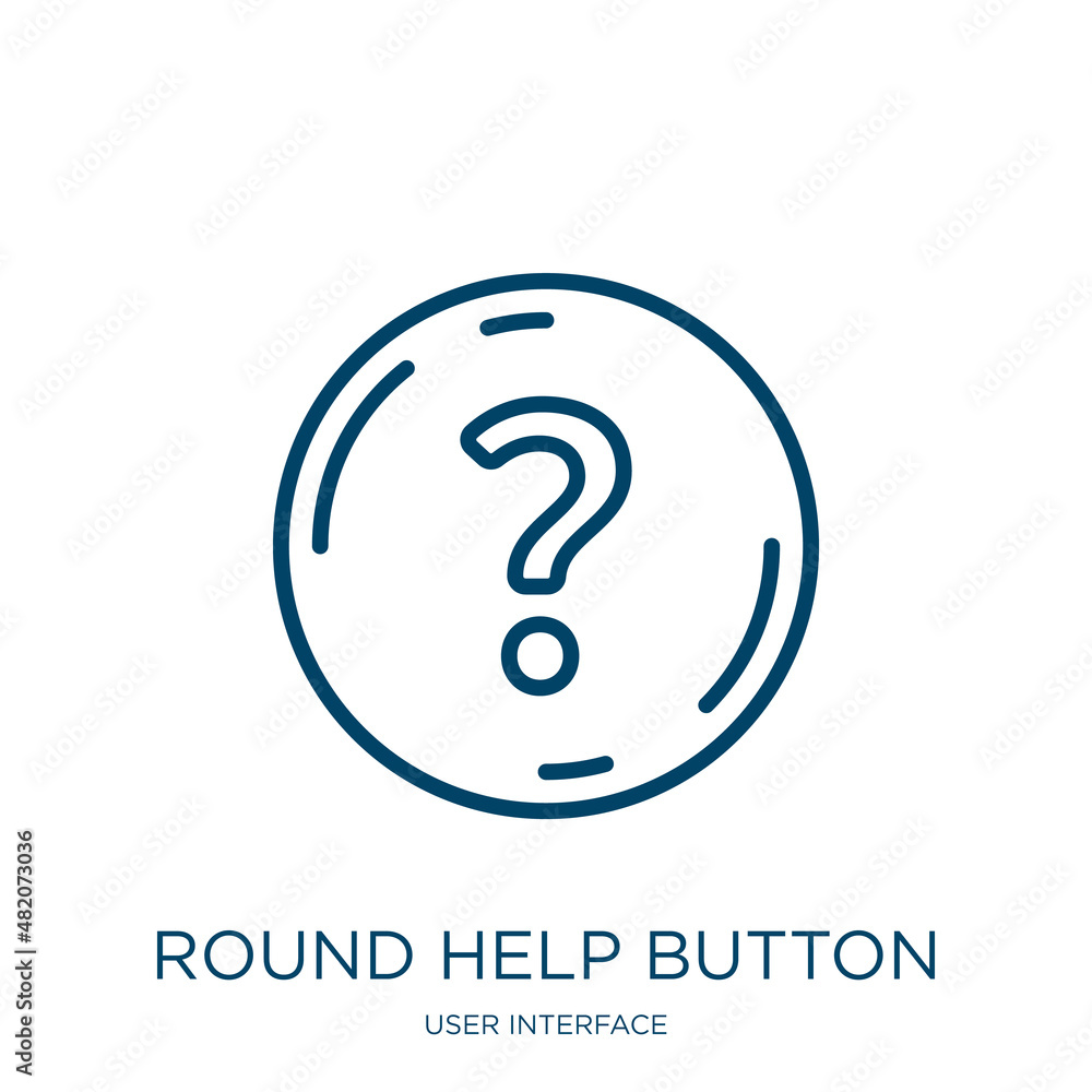 Poster round help button icon from user interface collection. thin linear round help button, button, help o