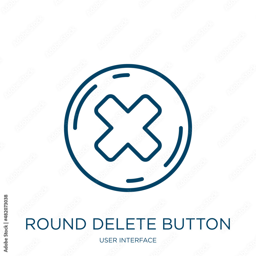 Poster round delete button icon from user interface collection. thin linear round delete button, no, delete