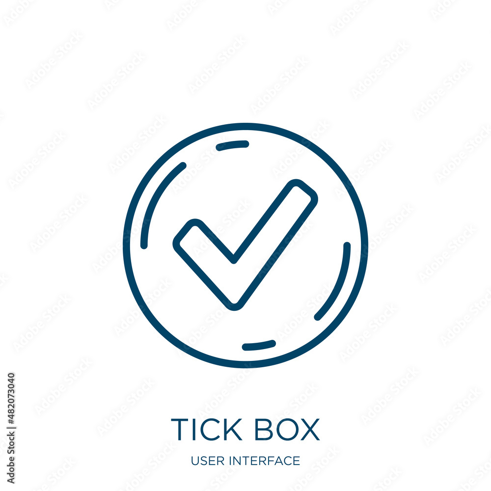 Poster tick box icon from user interface collection. thin linear tick box, box, checkmark outline icon isol