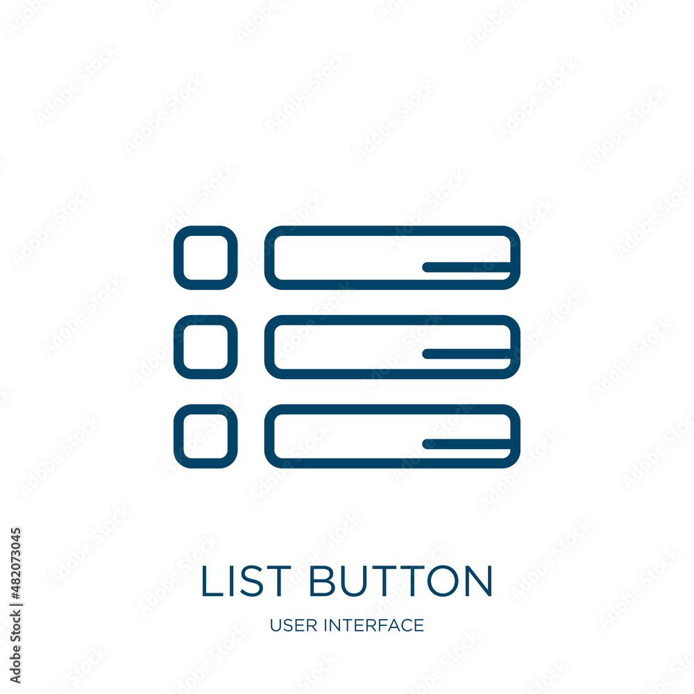 Poster list button icon from user interface collection. thin linear list button, button, list outline icon 