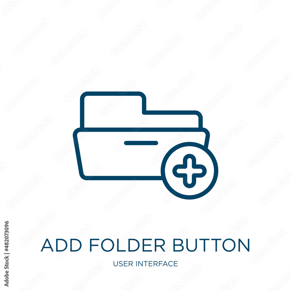 Poster add folder button icon from user interface collection. thin linear add folder button, button, busine