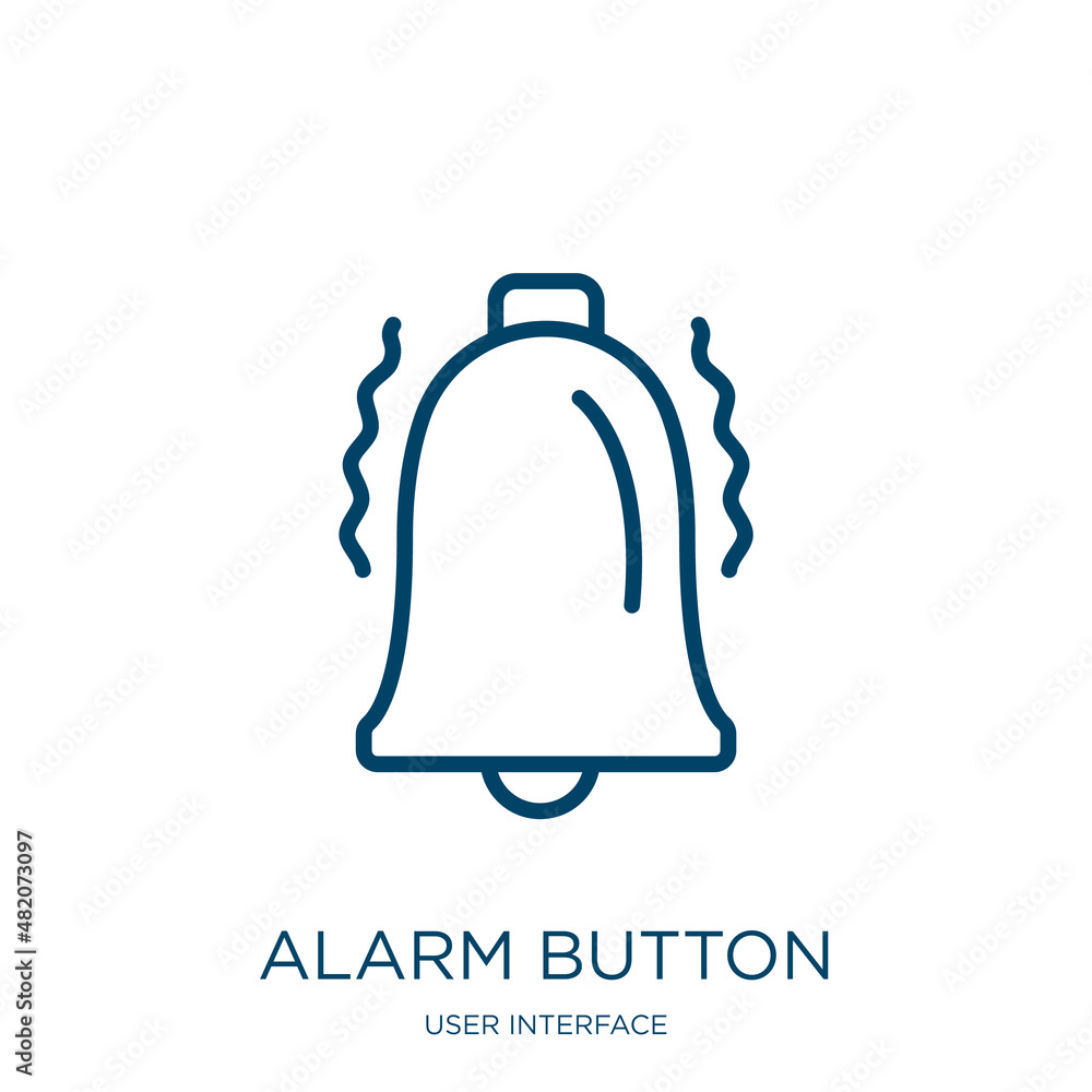 Poster alarm button icon from user interface collection. thin linear alarm button, button, alarm outline ic