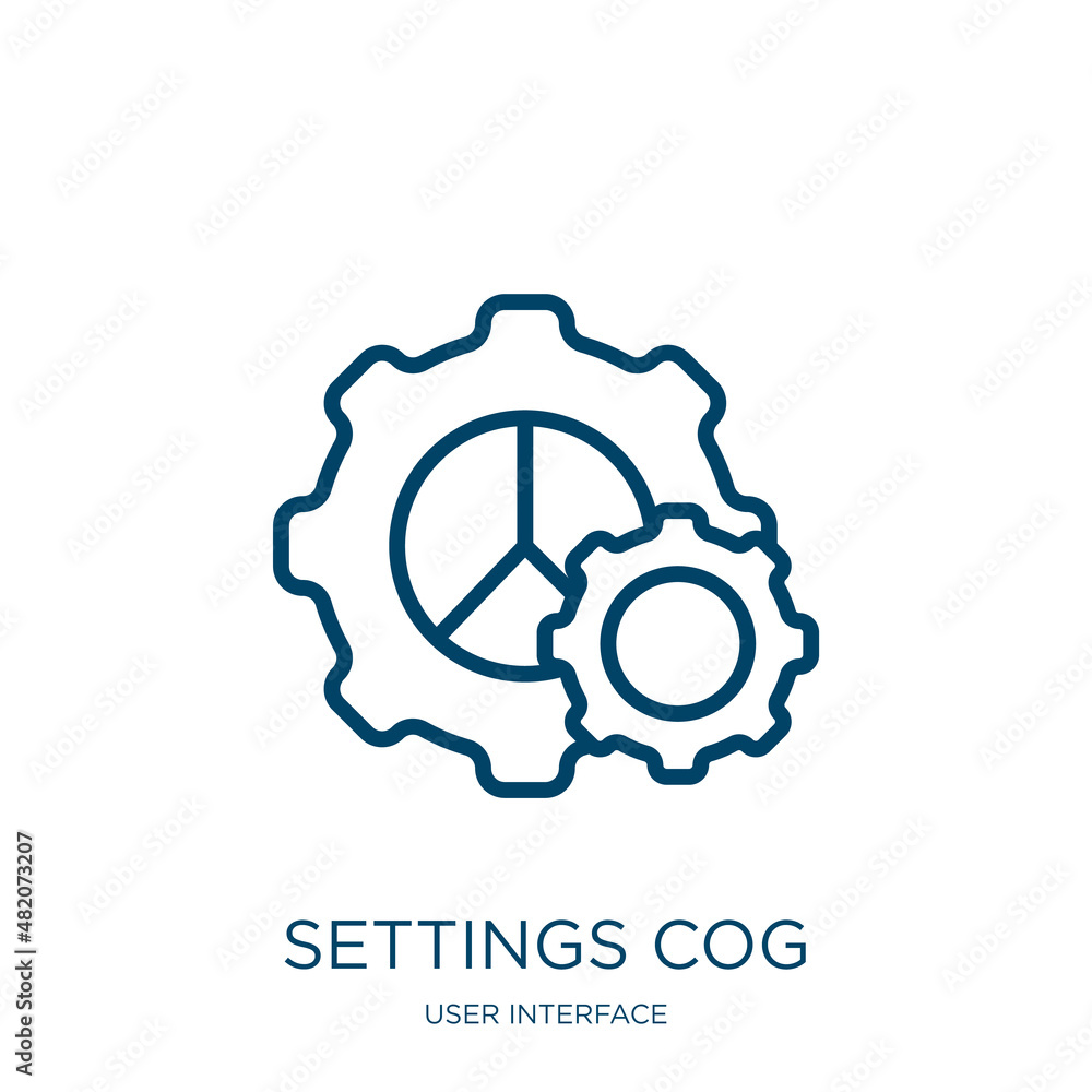 Poster settings cog icon from user interface collection. Thin linear settings cog, cog, wheel outline icon isolated on white background. Line vector settings cog sign, symbol for web and mobile