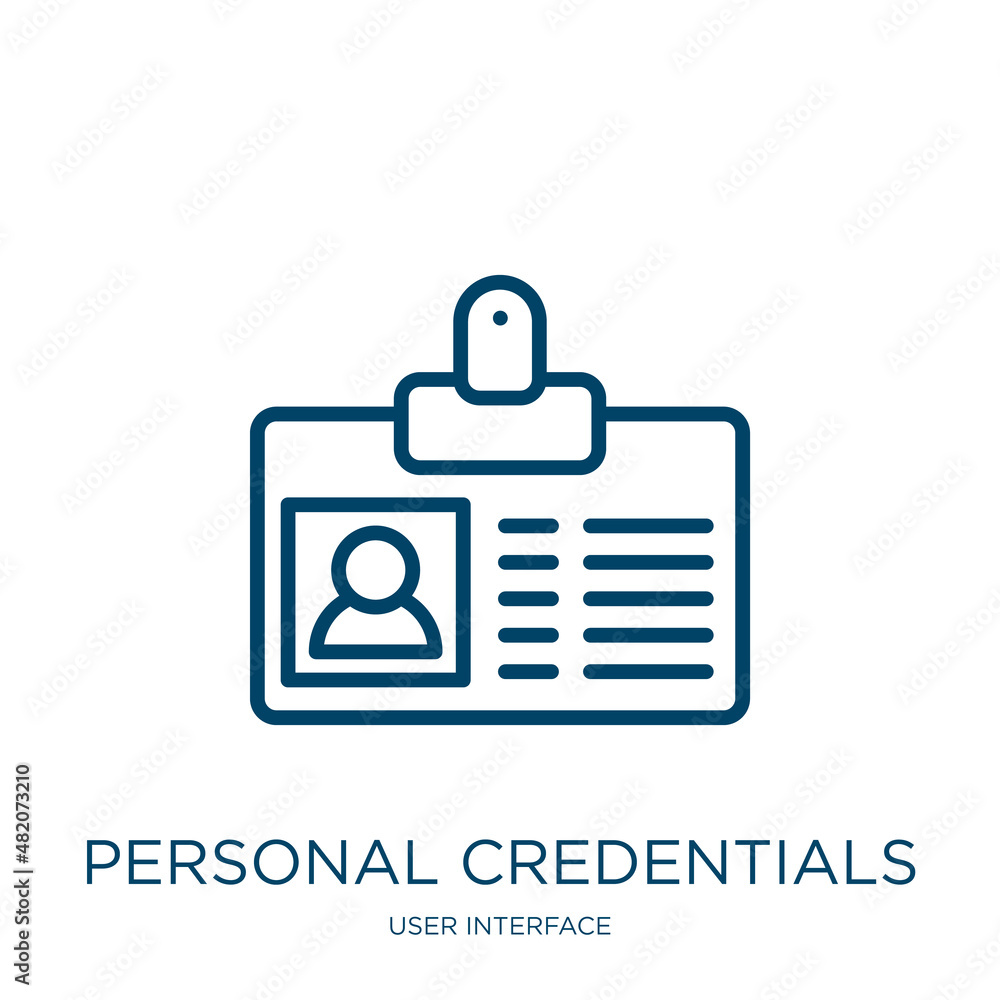 Poster personal credentials icon from user interface collection. thin linear personal credentials, personal