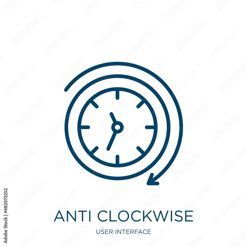 Poster anti clockwise icon from user interface collection. thin linear anti clockwise, shadow, arrow outlin