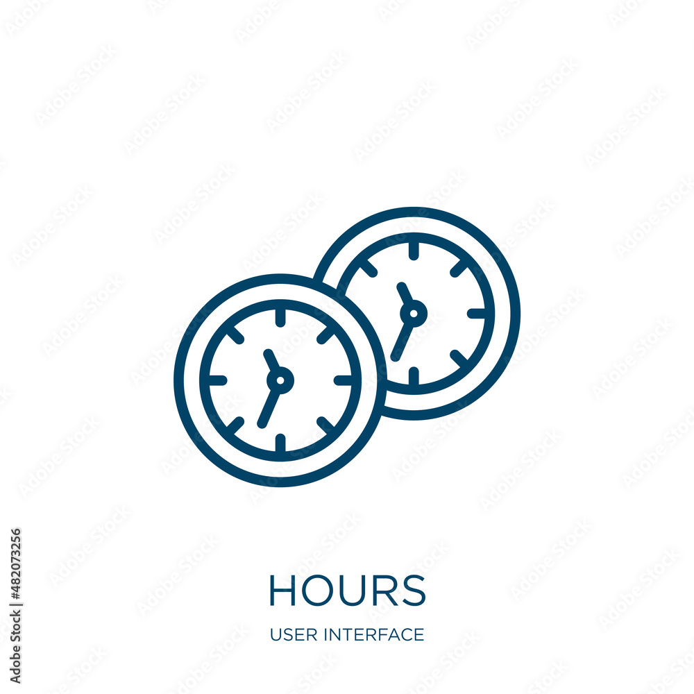 Aufkleber hours icon from user interface collection. thin linear hours, clock, hour outline icon isolated on w