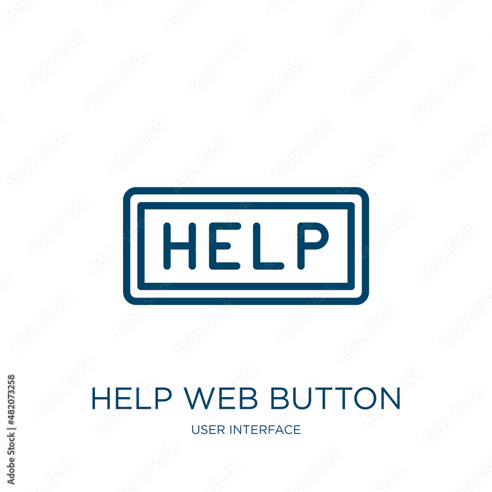 Aufkleber help web button icon from user interface collection. thin linear help web button, button, help outli