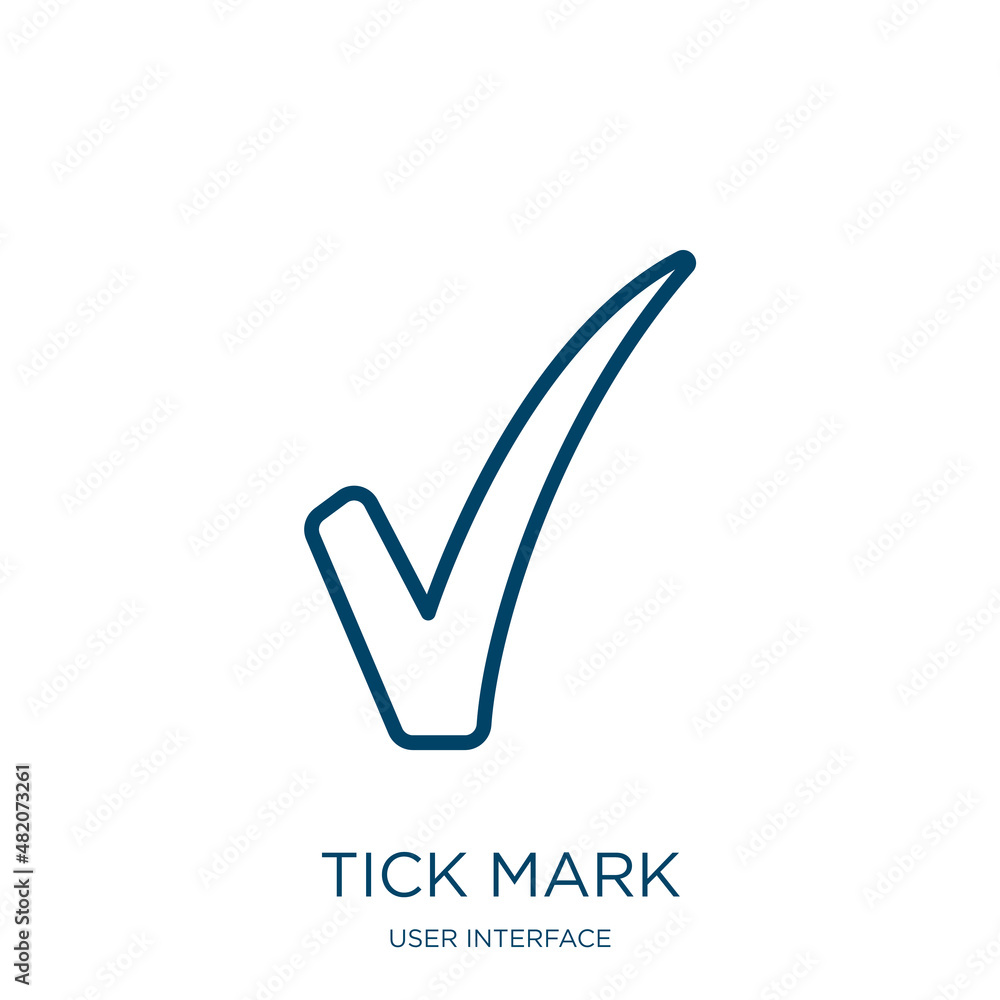 Poster tick mark icon from user interface collection. thin linear tick mark, tick, mark outline icon isolat