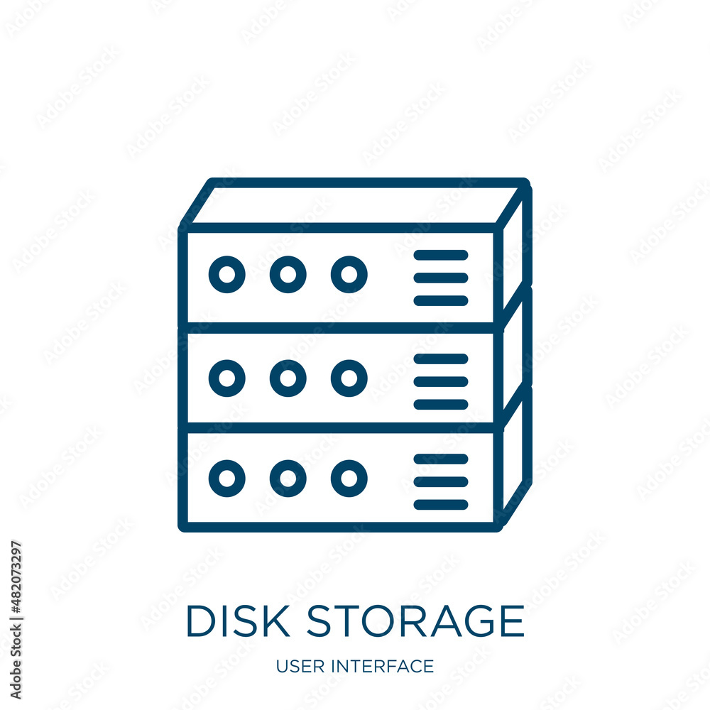 Poster disk storage icon from user interface collection. thin linear disk storage, server, data outline ico