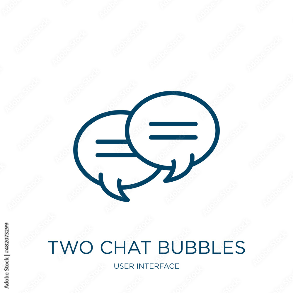 Aufkleber two chat bubbles icon from user interface collection. thin linear two chat bubbles, communication, b