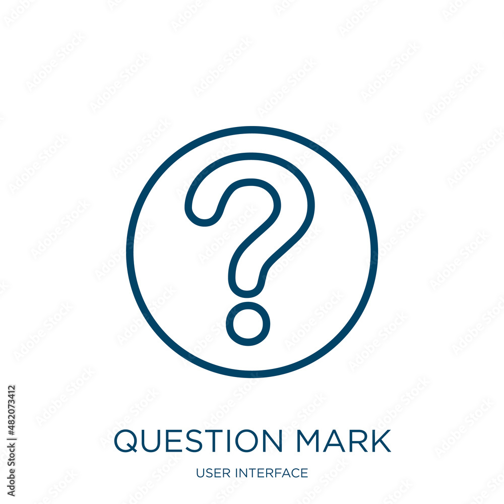 Poster question mark icon from user interface collection. thin linear question mark, question, help outline