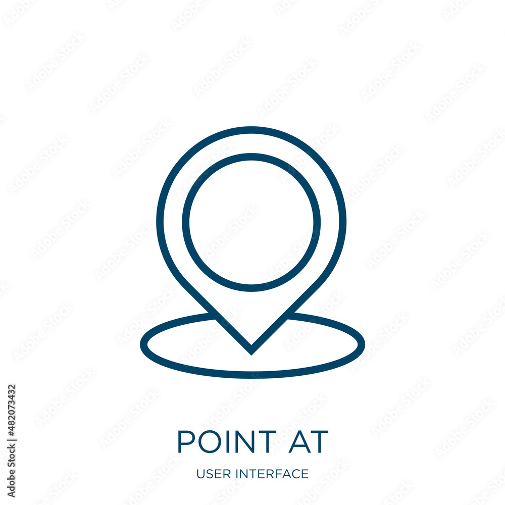Poster point at icon from user interface collection. thin linear point at, point, business outline icon iso