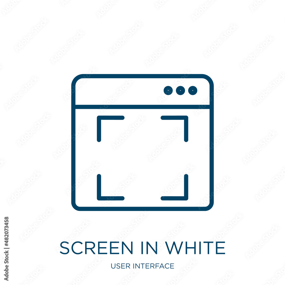 Poster screen in white icon from user interface collection. thin linear screen in white, screen, digital ou