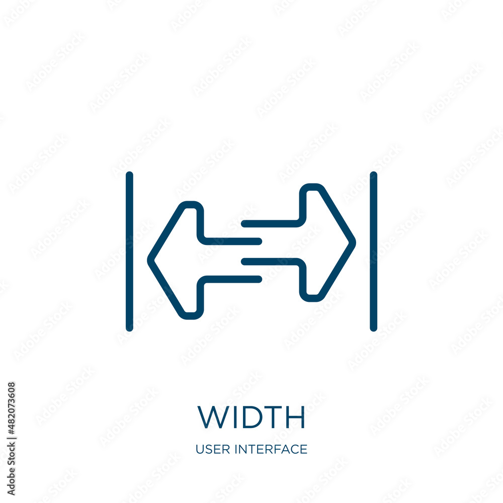 Poster width icon from user interface collection. thin linear width, vector, length outline icon isolated o