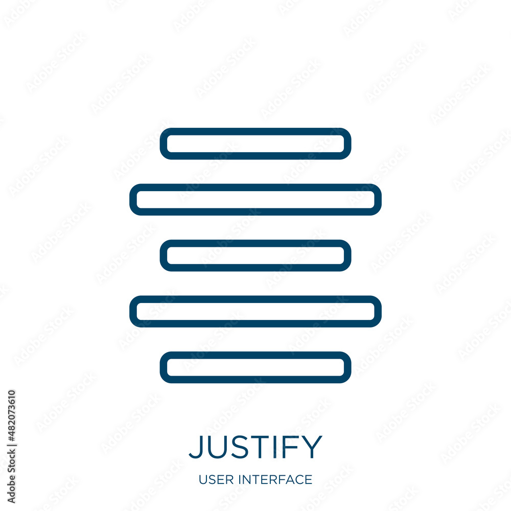 Poster justify icon from user interface collection. thin linear justify, text, app outline icon isolated on