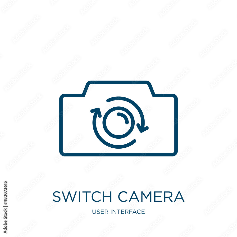Poster switch camera icon from user interface collection. thin linear switch camera, switch, camera outline