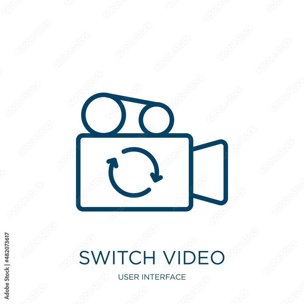 Poster switch video icon from user interface collection. thin linear switch video, video, technology outlin