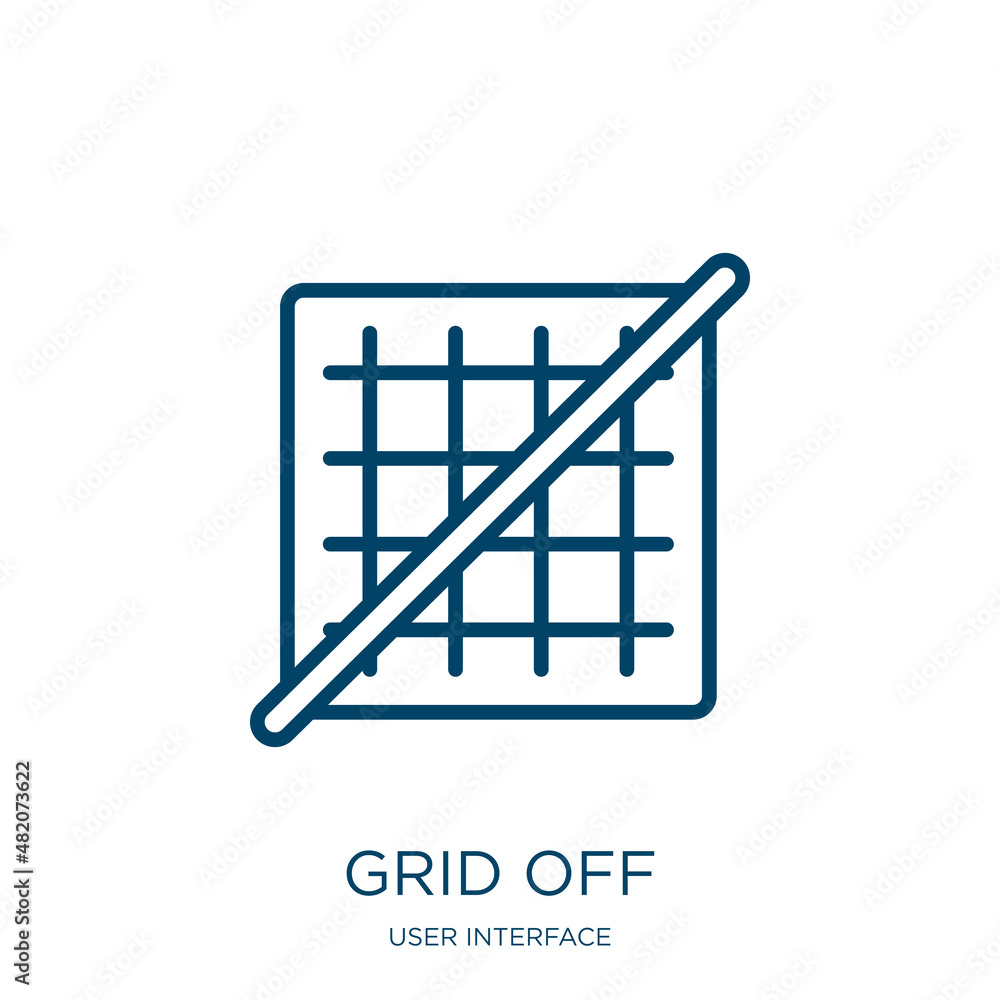 Aufkleber grid off icon from user interface collection. thin linear grid off, grid, power outline icon isolate
