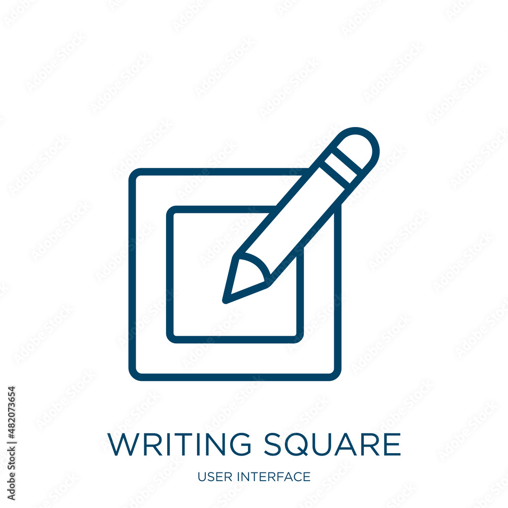 Poster writing square icon from user interface collection. thin linear writing square, square, computer out