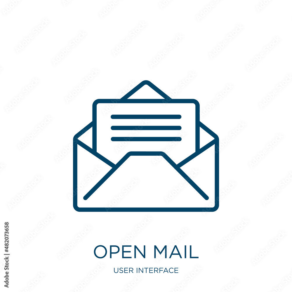 Poster open mail icon from user interface collection. thin linear open mail, mail, post outline icon isolat