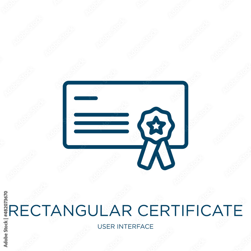 Poster rectangular certificate icon from user interface collection. thin linear rectangular certificate, ce