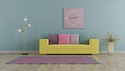 Colorful living room with modern sofa