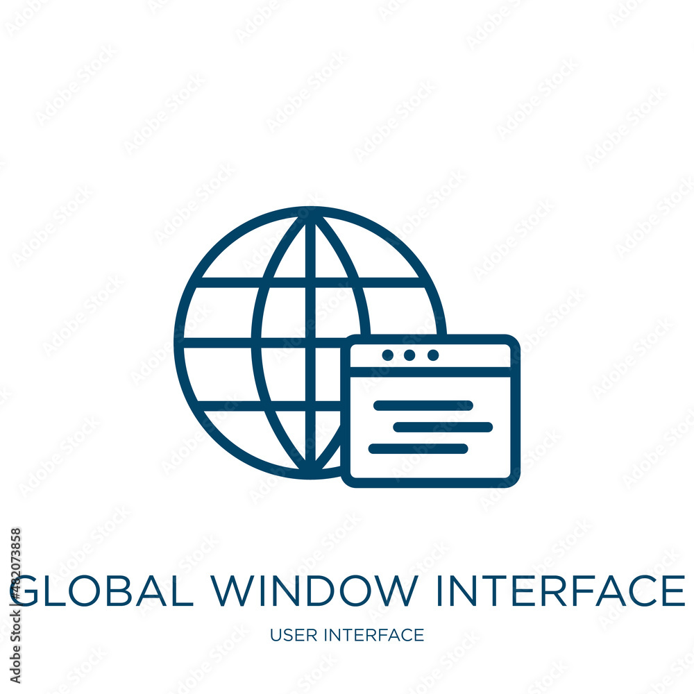 Poster global window interface icon from user interface collection. thin linear global window interface, in